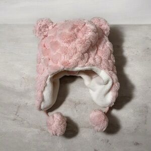 Pink Fuzzy Bear Ear Hat 0-6M